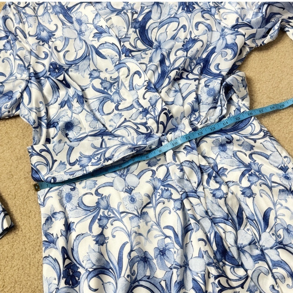NWT Tahari Petite Hammered Satin Shirt Dress Faux Wrap Styling Long Sleeve Midi - Picture 11 of 16
